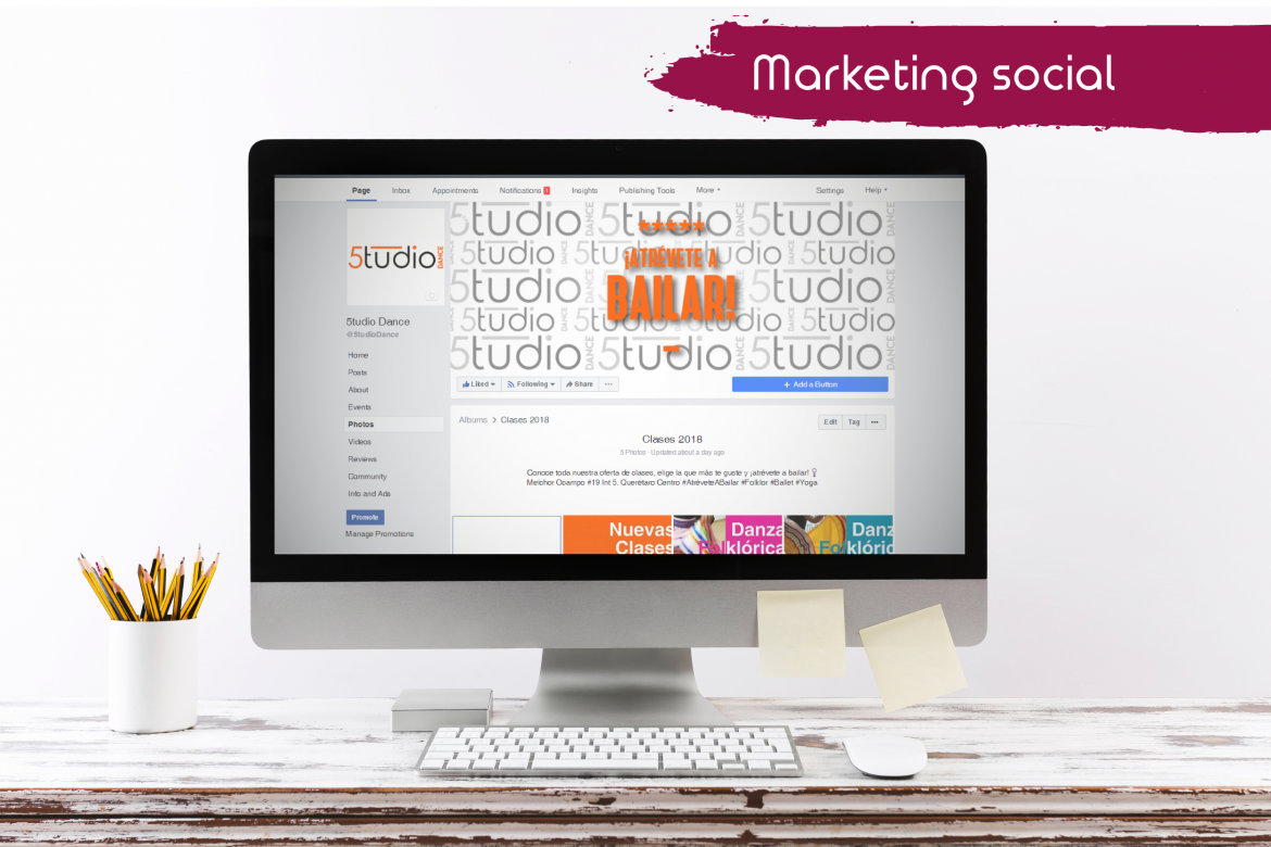 Proyecto de marketing social. Pagina de facebook e instagram para estudio de danza 5tudio Dance.
